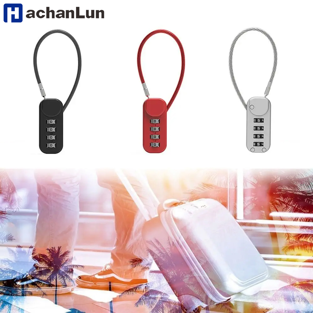 Home Bargains - สังกะสีอัลลอยด์ 4 หลักรหัสผ่านล็อคแบบพกพา Anti-Theft หอพักเชือกตู้ล็อคกุญแจผสมกระเป๋าเดินทางล็อคบ้าน